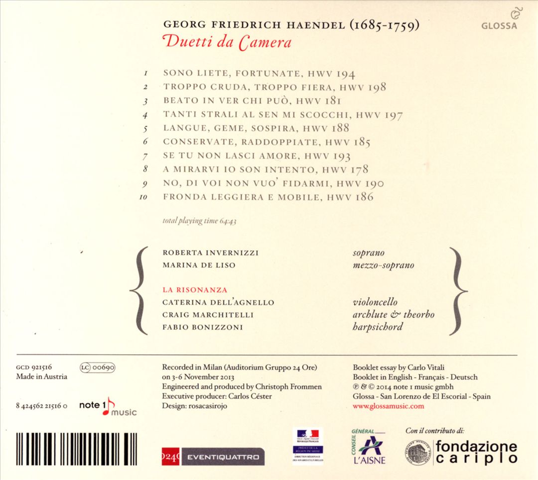 Haendel: Duetti da Camera cover art