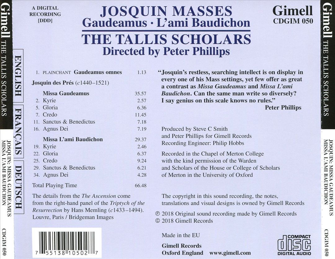 Josquin Masses: Gaudeamus, L'ami Baudichon cover art