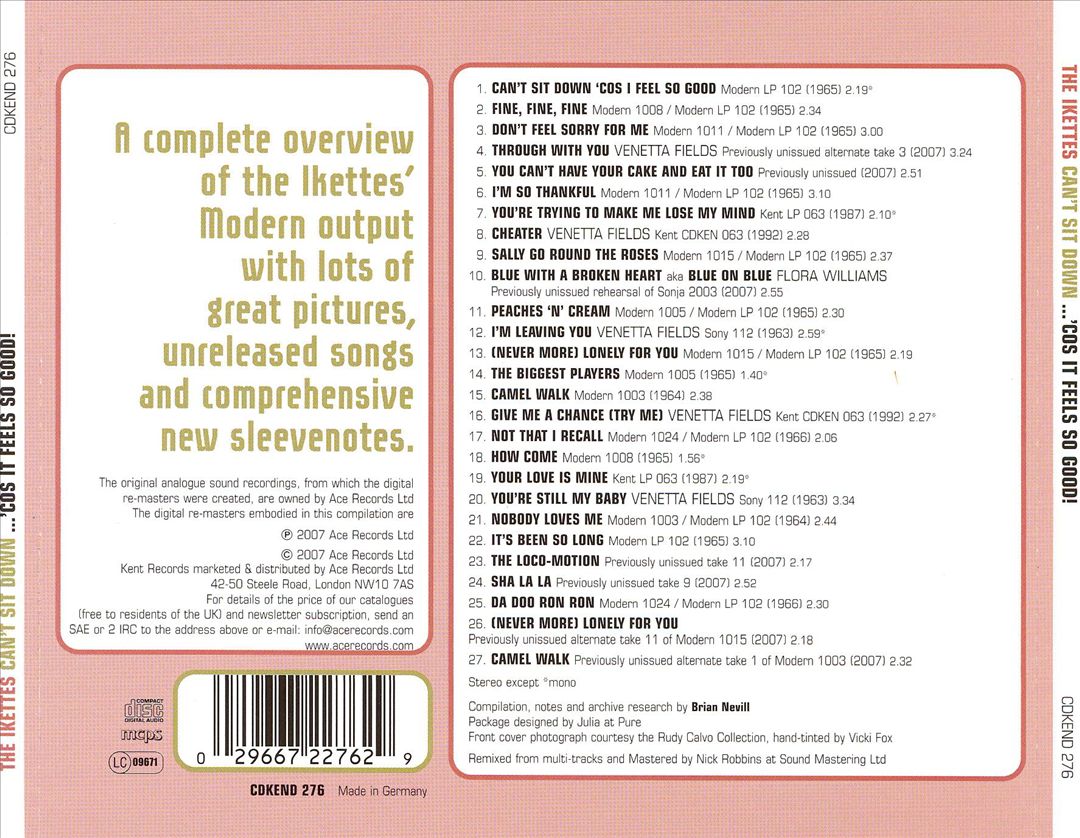 Can't Sit Down... 'Cos It Feels So Good: The Complete Modern Recordings cover art