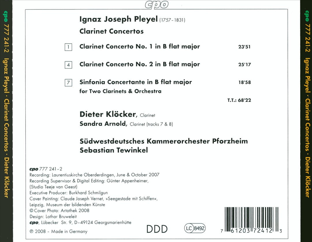Pleyel: Clarinet Concertos Nos. 1 & 2; Sinfonia Concertante cover art