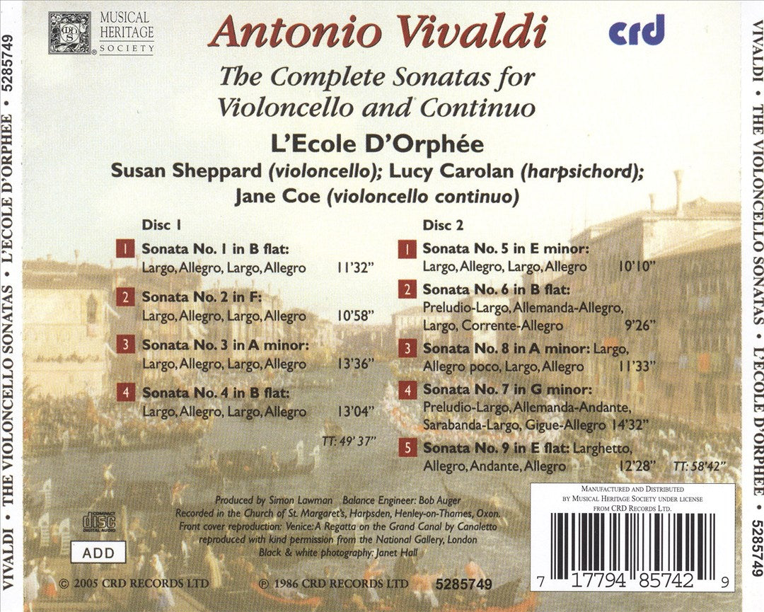 Antonio Vivaldi: The Complete Sonatas for Violoncello & Continuo cover art