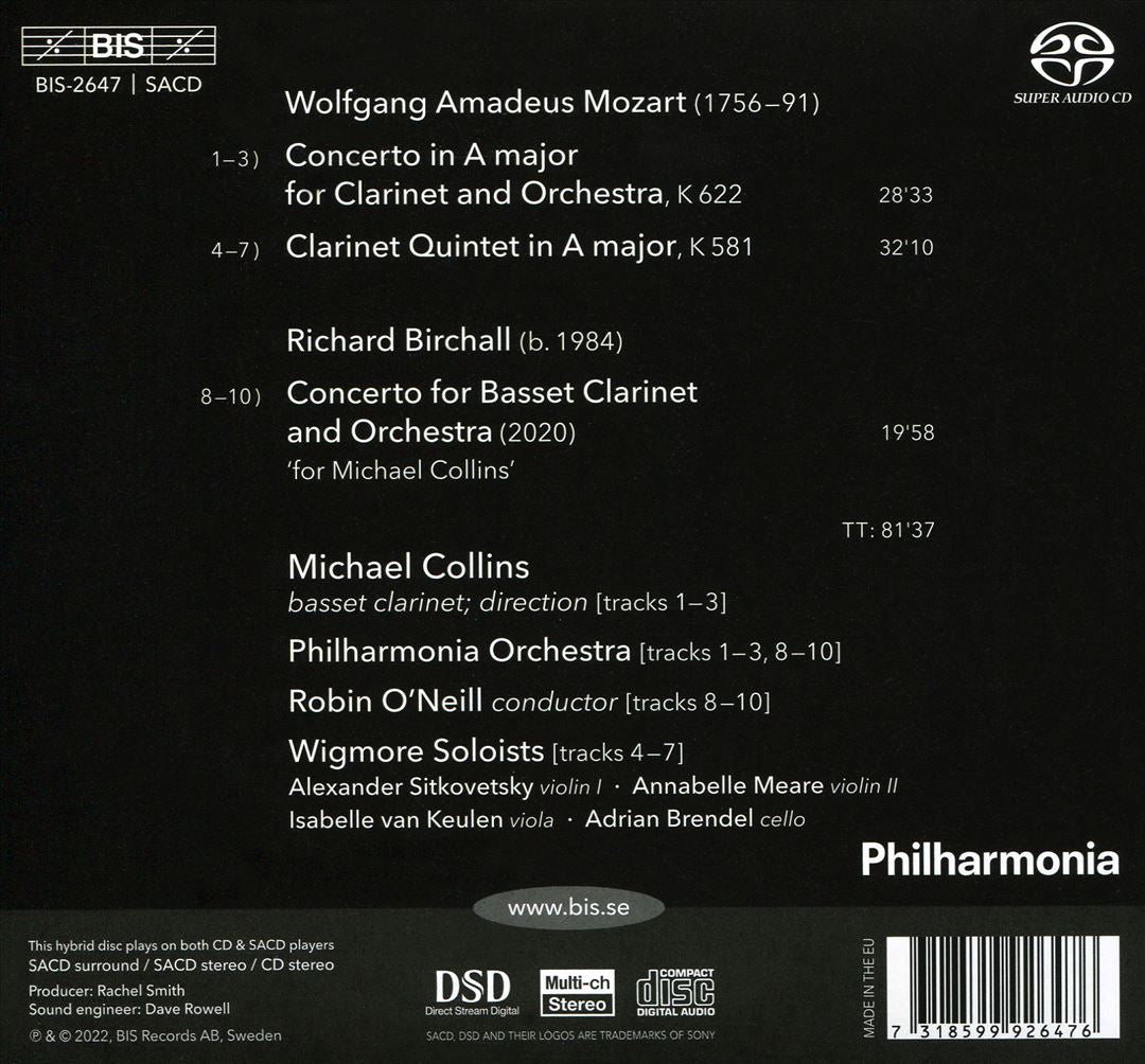 Mozart: Clarinet Concerto & Quintet; Birchall: Concerto cover art