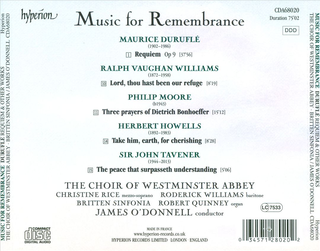Music for Remembrance cover art