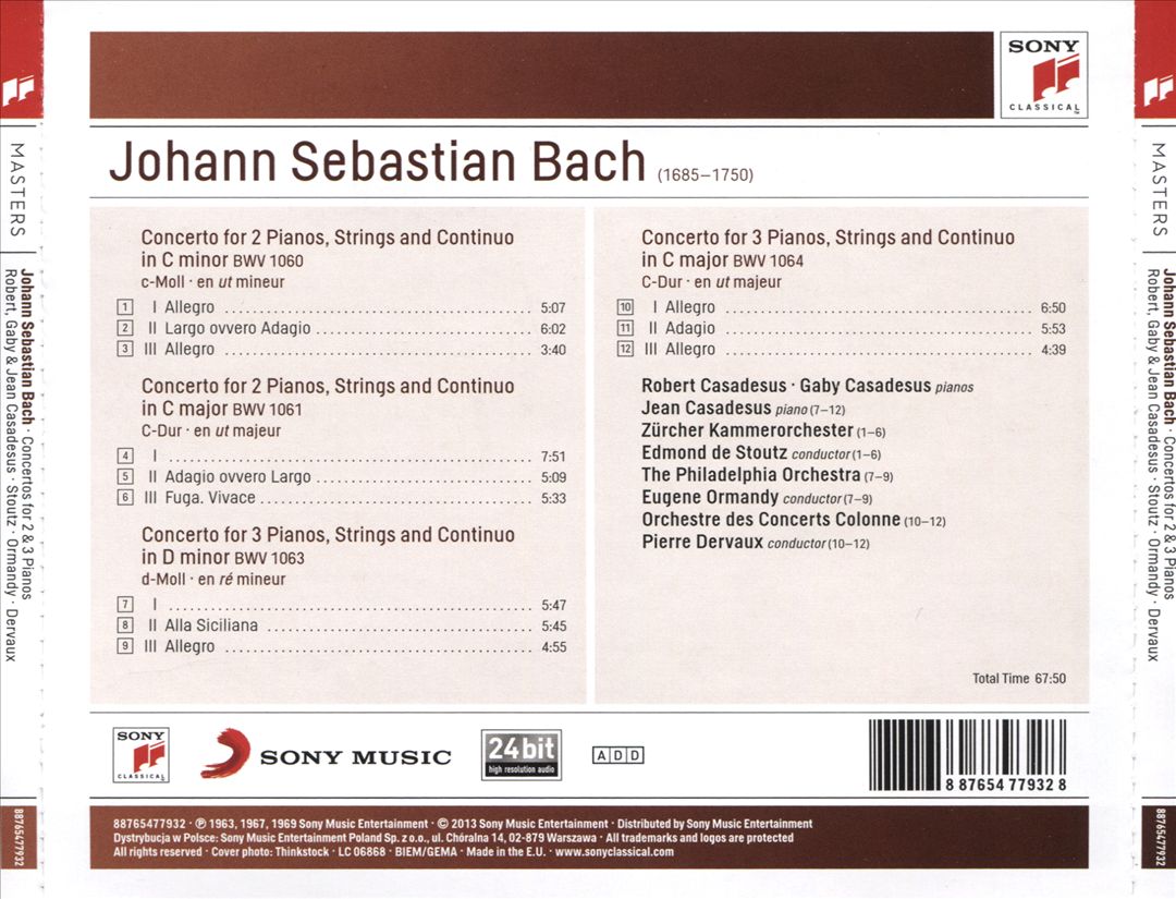 Johann Sebastian Bach: Concertos for 2 Pianos BWV 1060/1061; Concertos for 3 Pianos BWV 1063/1064 cover art