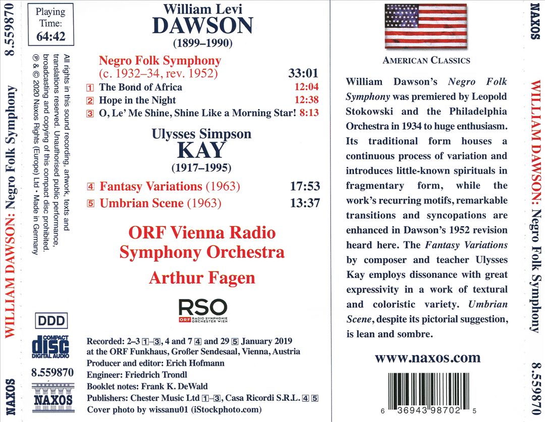 William Dawson: Negro Folk Symphony; Ulysses Kay: Fantasy Variations; Umbrian Scene cover art