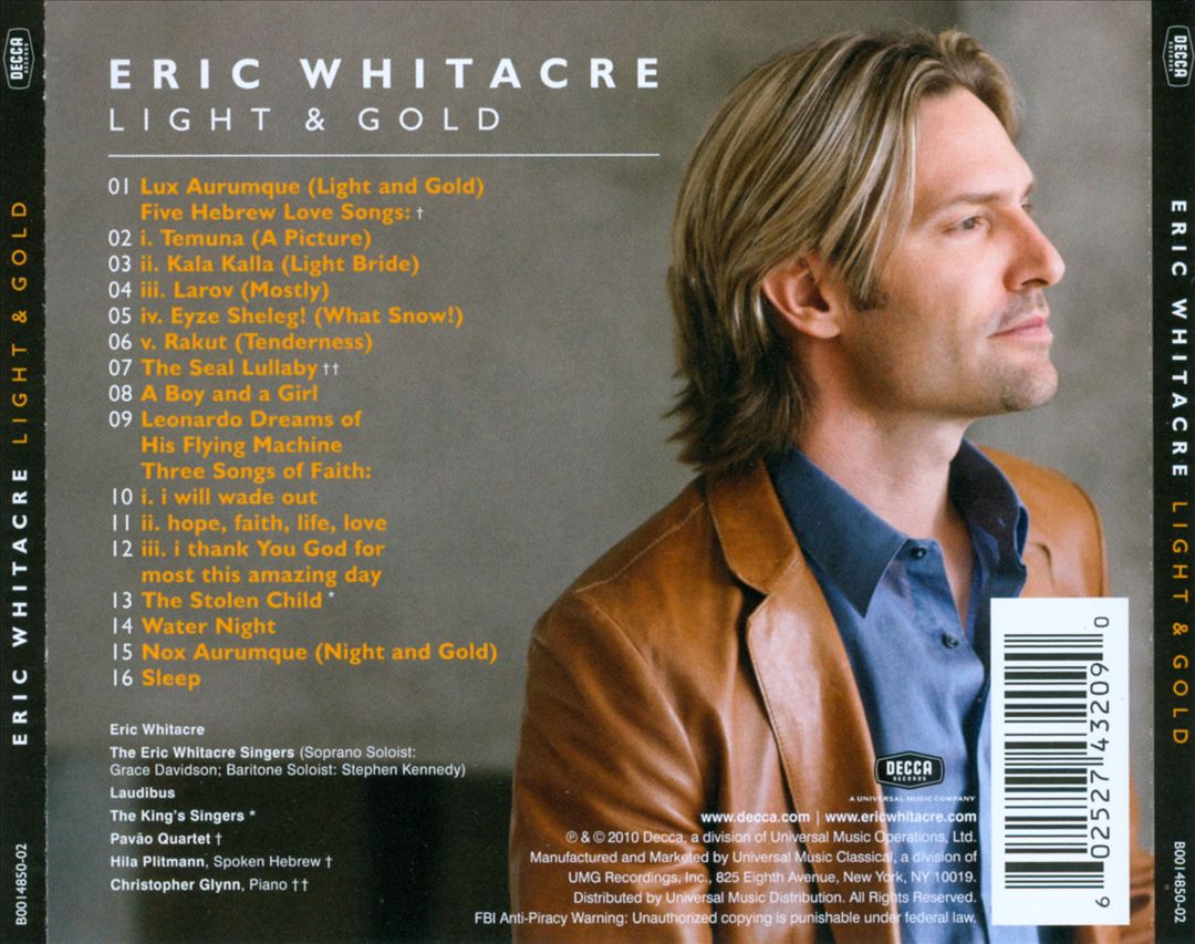 Eric Whitacre: Light & Gold cover art