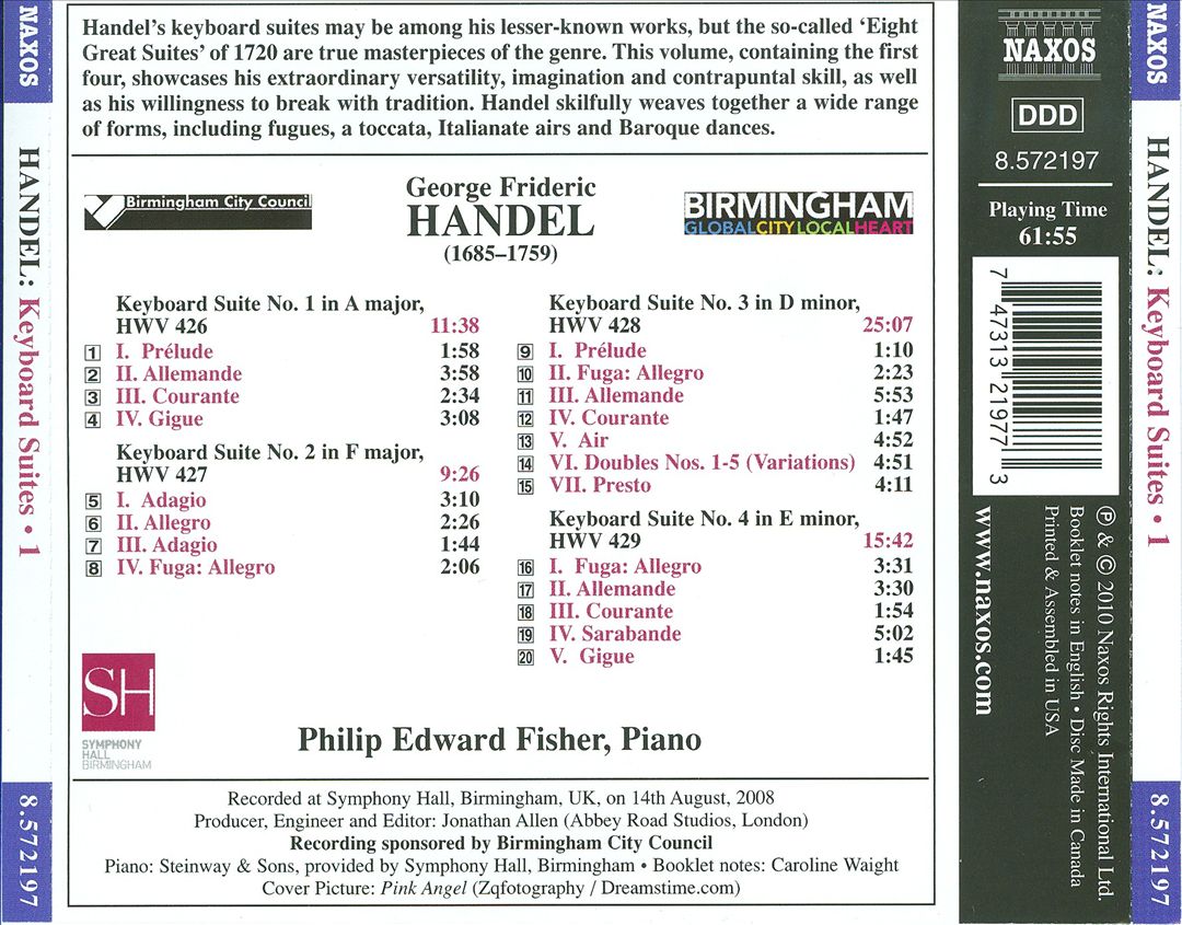 Handel: Keyboard Suites, Vol. 1 (Nos. 1-4) cover art