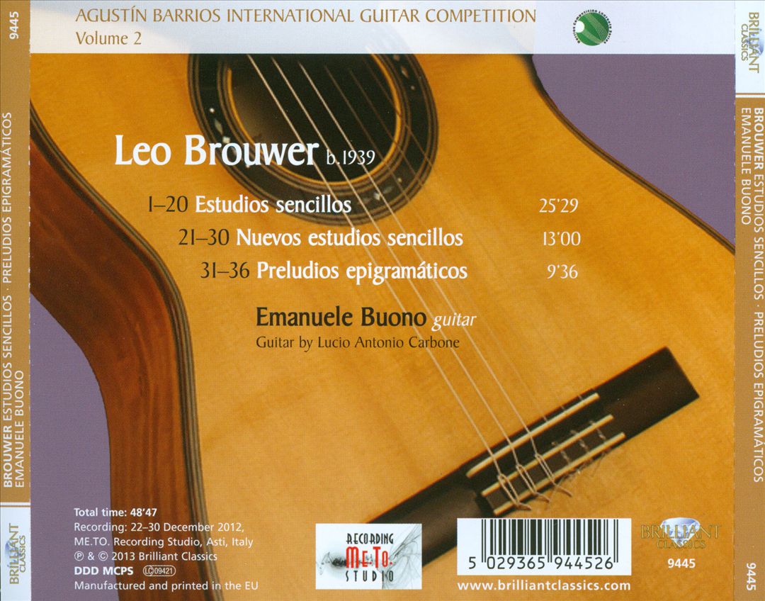 Agustín Barrios International Guitar Competition, Vol. 2: Emanuele Buono cover art