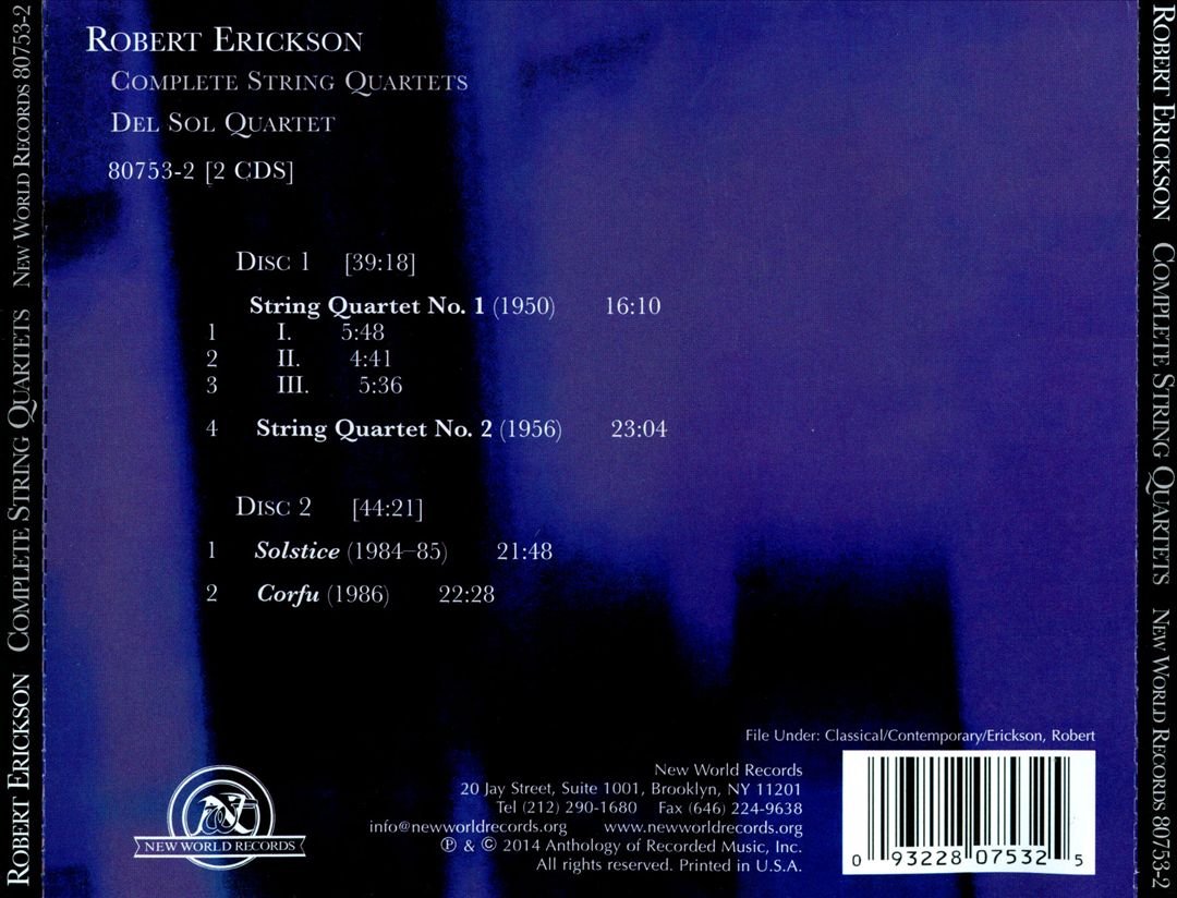 Robert Erickson: Complete String Quartets cover art