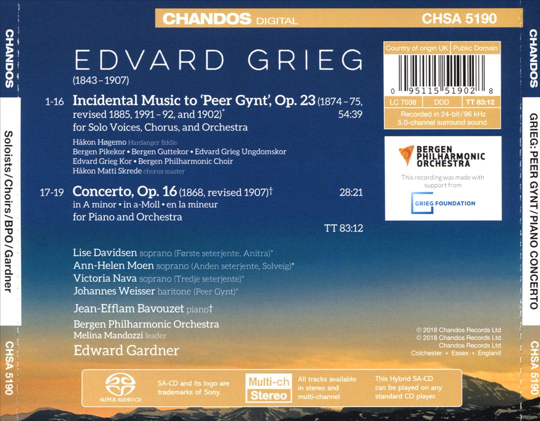 Grieg: Piano Concerto; Incidental Music to "Peer Gynt" cover art