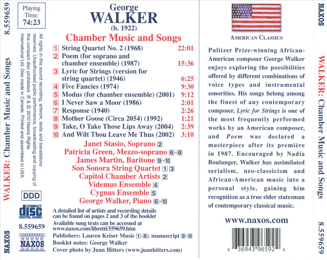 George Walker: Chamber Music and Songs cover art