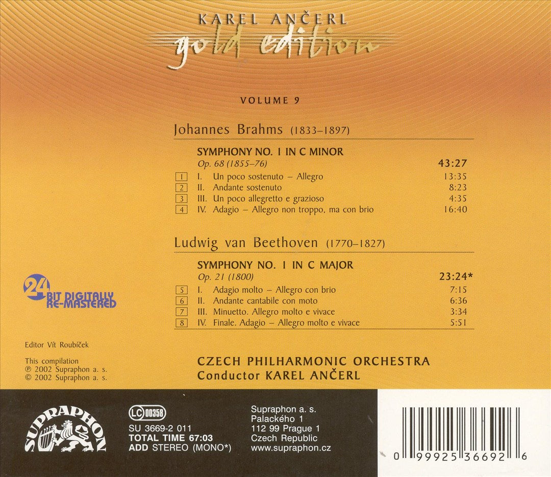 Brahms: Symphony No. 1; Beethoven: Symphony No. 1 cover art