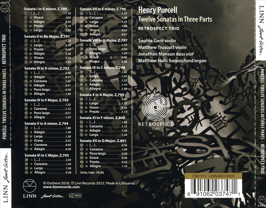 Purcell: Twelve Sonatas in Three Parts cover art