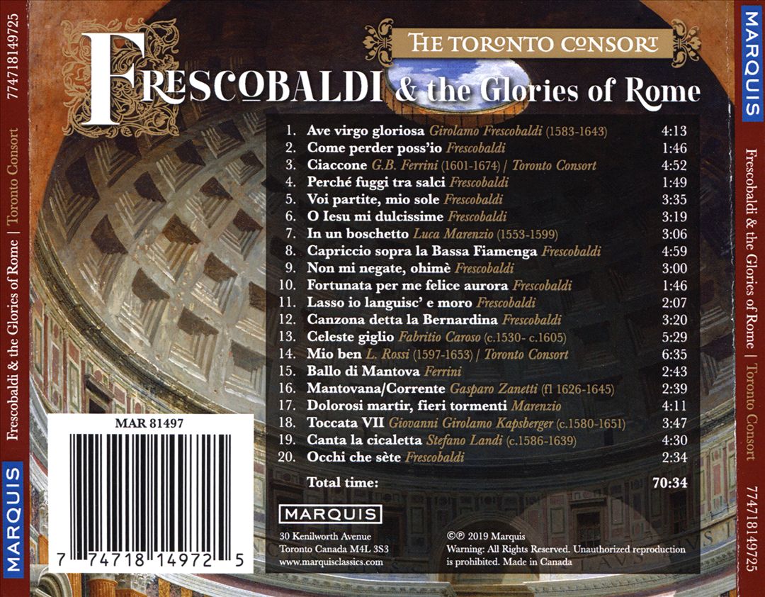 Frescobaldi & the Glories of Rome cover art