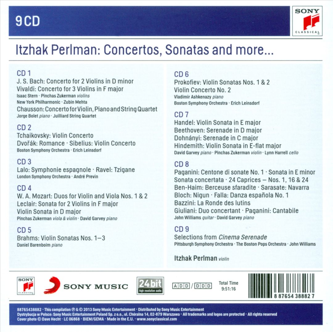 Itzhak Perlman: Concertos, Sonatas and More ... cover art