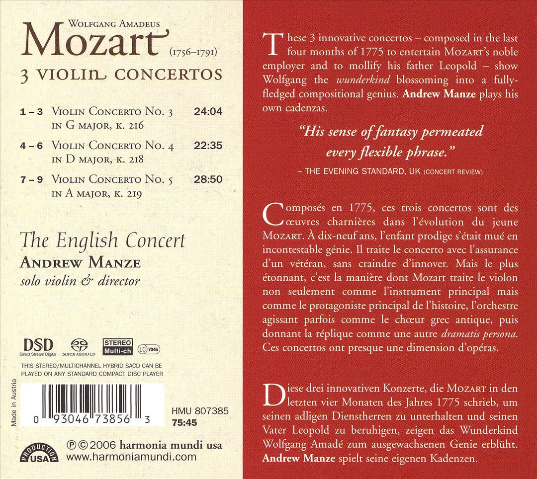 Mozart: 3 Violin Concertos  cover art