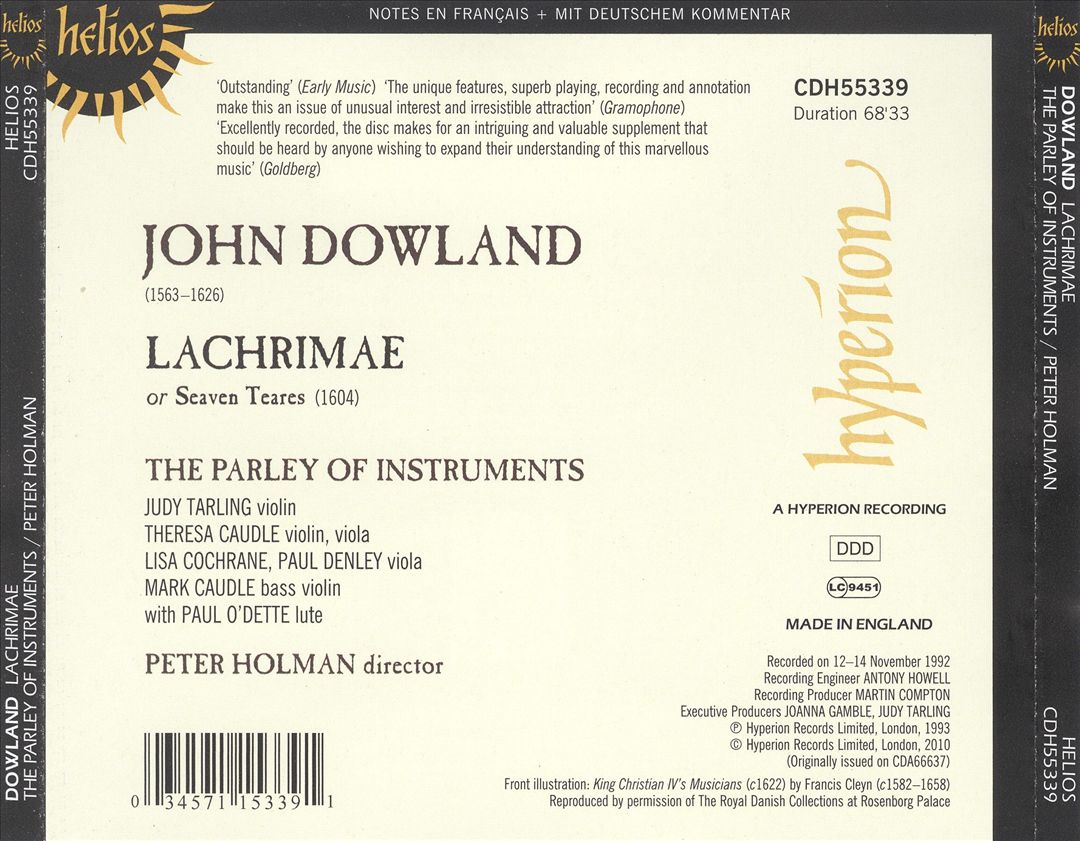 Dowland: Lachrimae or Seven Teares cover art