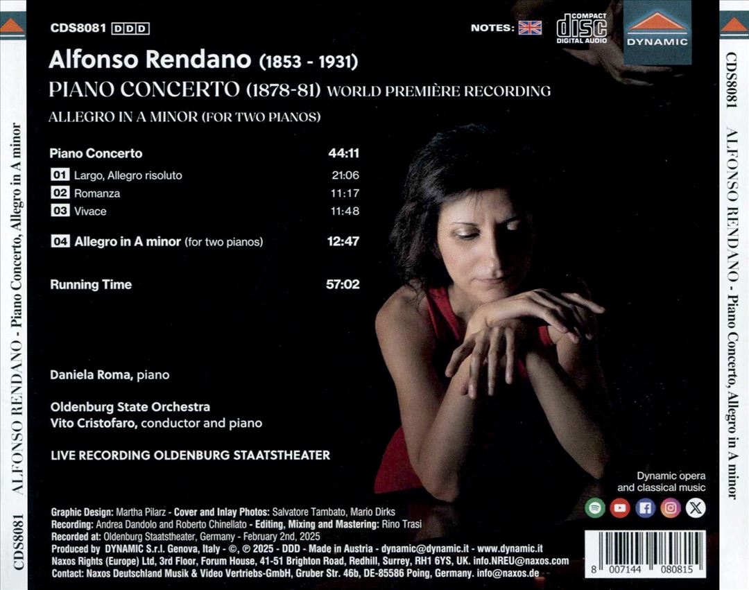 Alfonso Rendano: Piano Concerto cover art