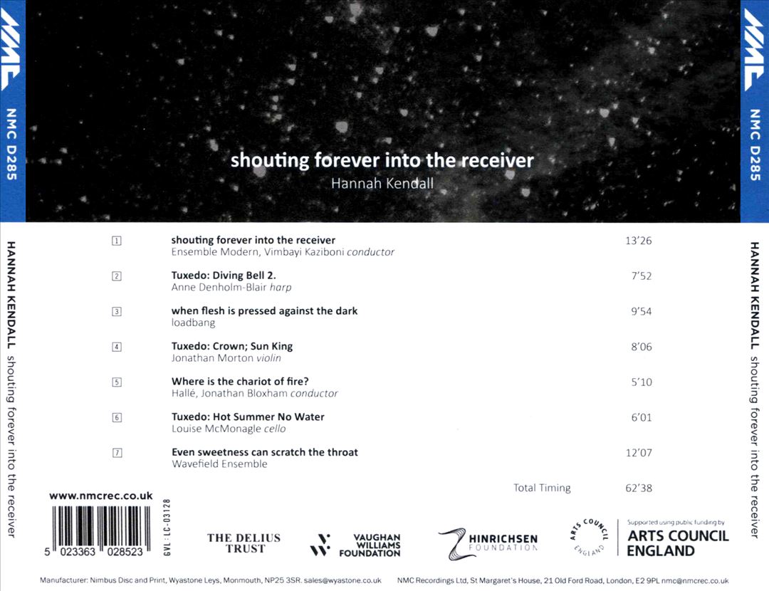Hannah Kendall: Shouting Forever into the Receiver cover art