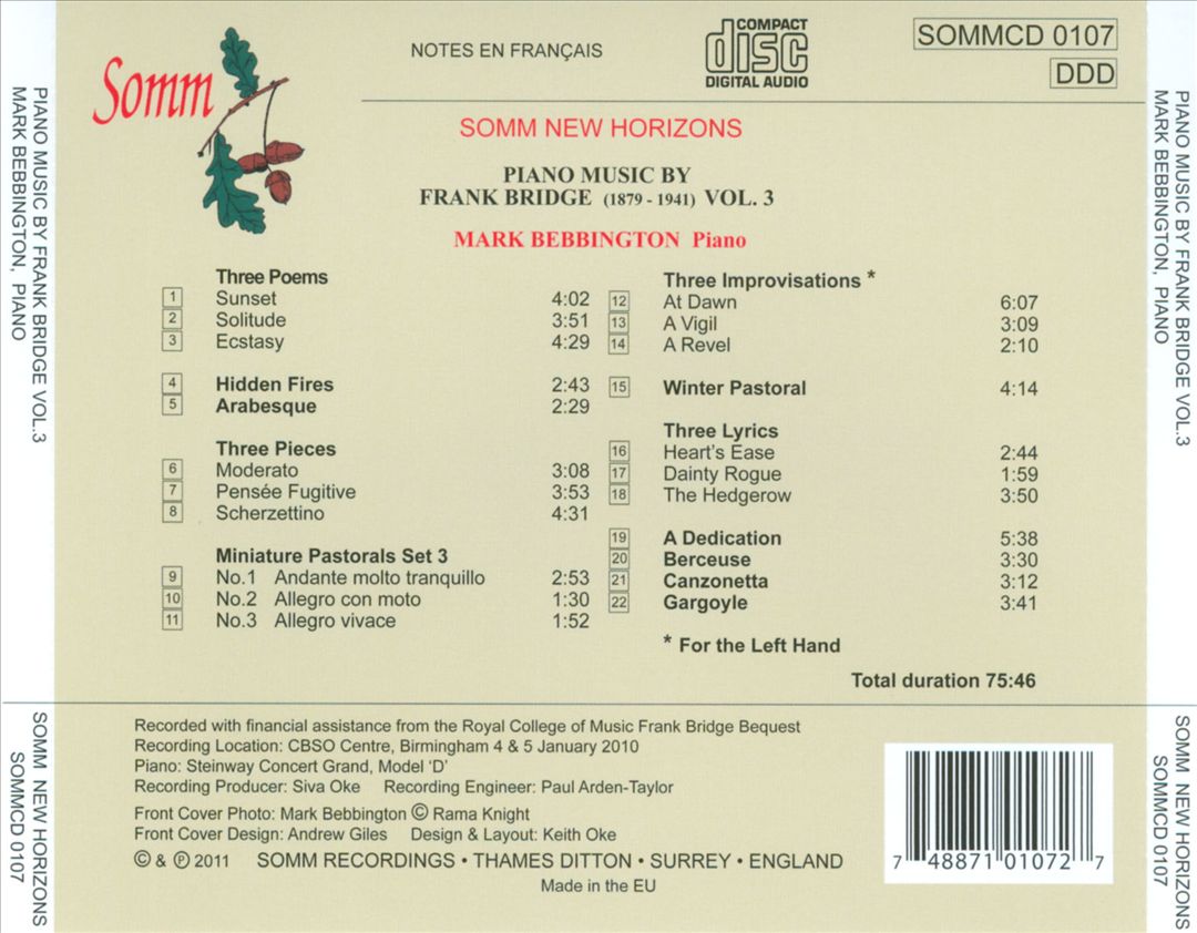 Frank Bridge: Piano Music, Vol. 3 cover art