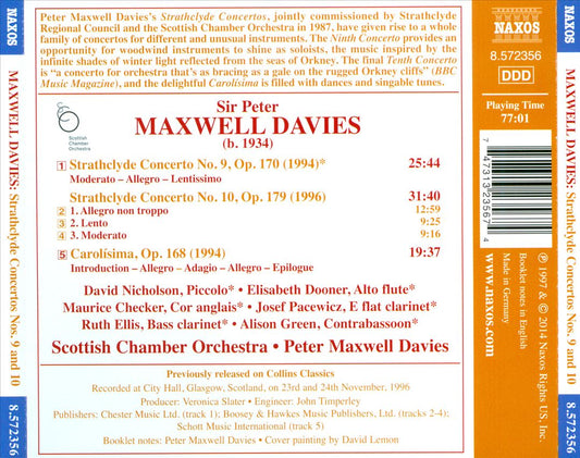Peter Maxwell Davies: Strathclyde Concertos Nos. 9 & 10; Carolísima cover art