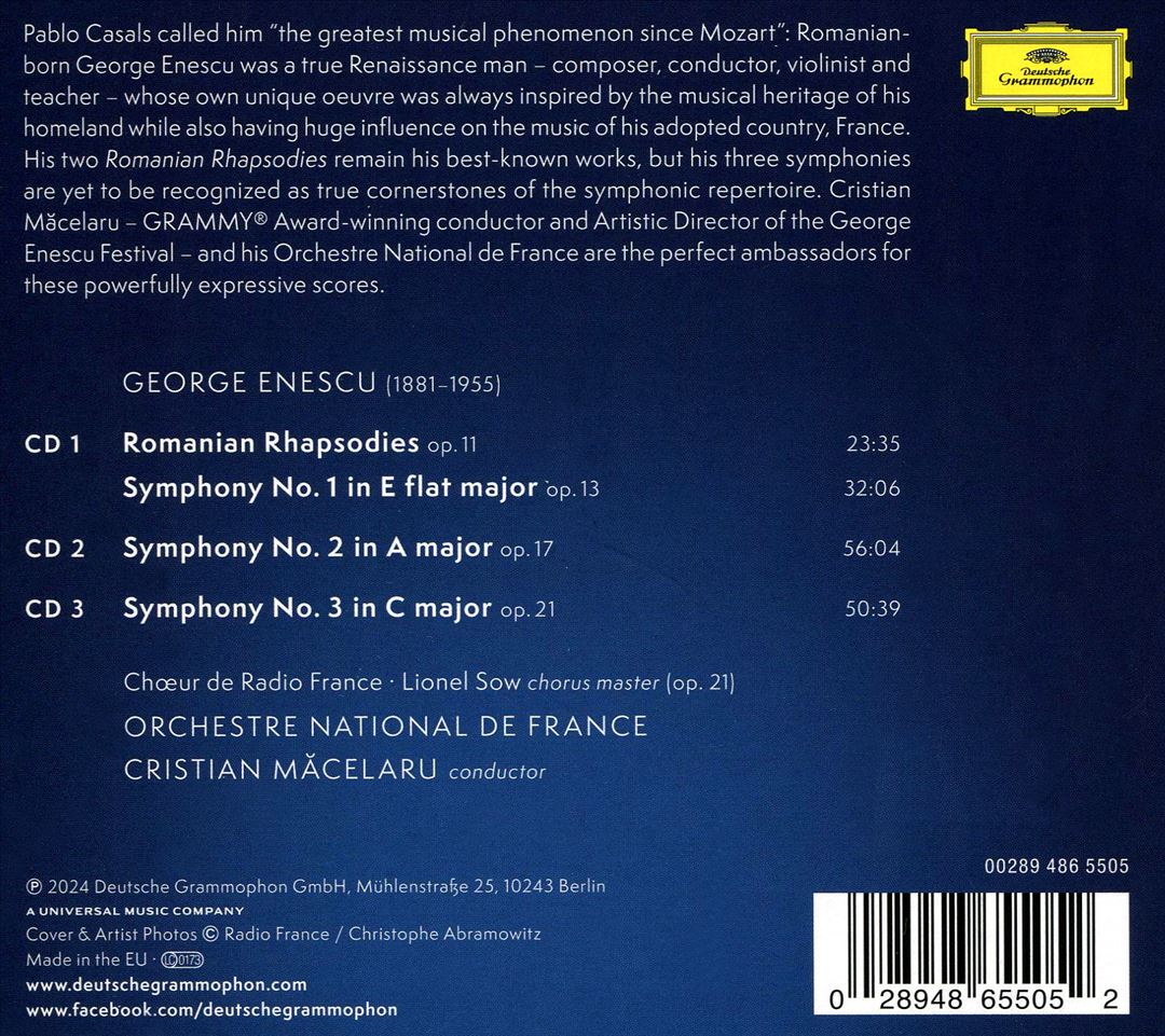 Georges Enescu: Symphonies 1-3; Romanian Rhapsodies 1 & 2 cover art
