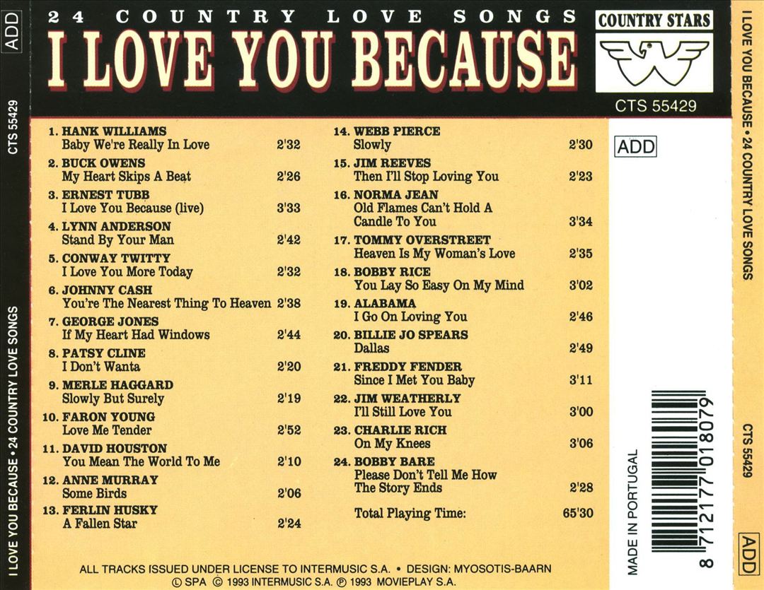 I Love You Because: 24 Country Love Songs cover art