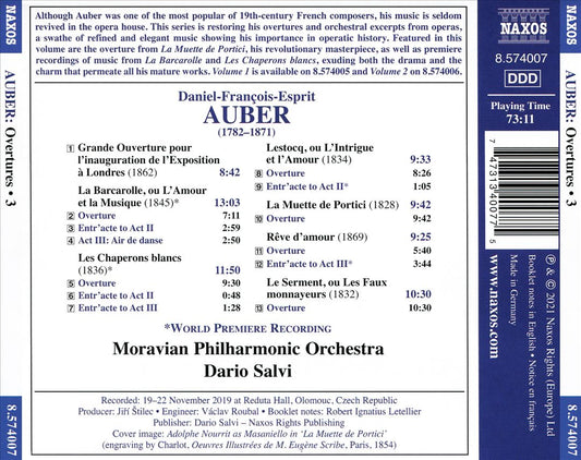 Daniel-François-Esprit Auber: Overtures, Vol. 3 cover art
