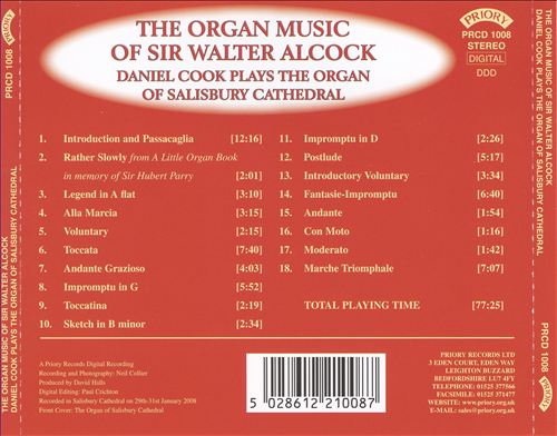 Organ Music of Sir Walter Alcock cover art
