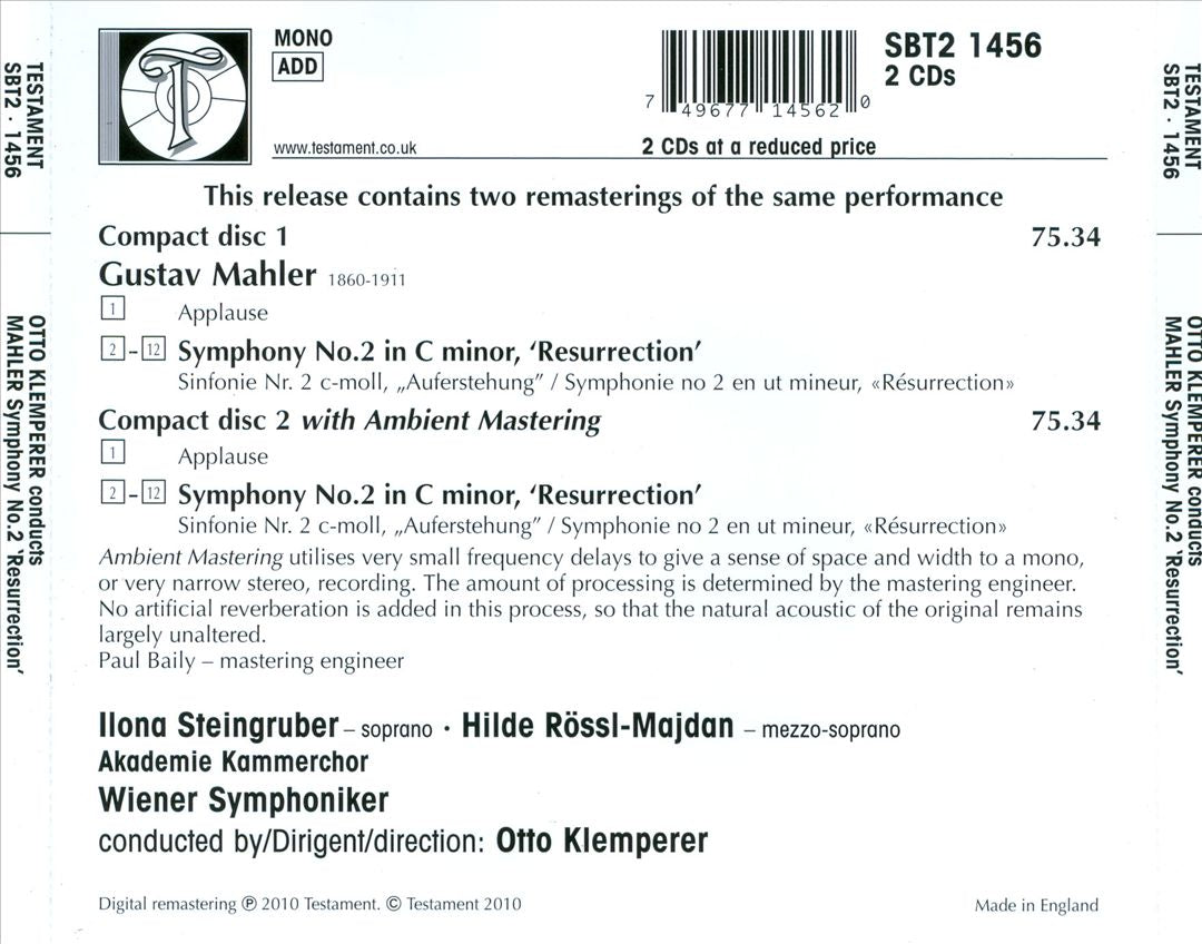 Mahler: Symphony No. 2 "Resurrection" cover art