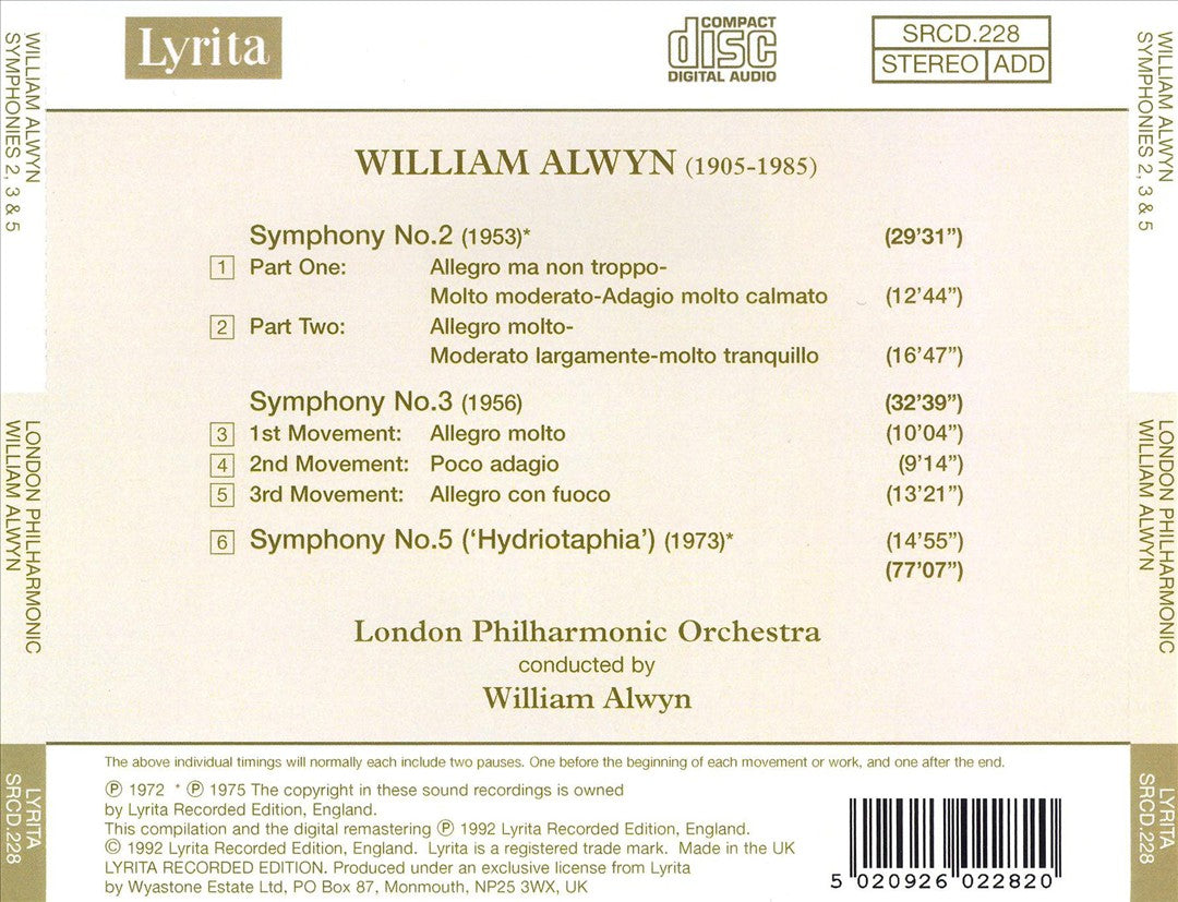 Alwyn Conducts Alwyn: Symphonies 2, 3 & 5 cover art