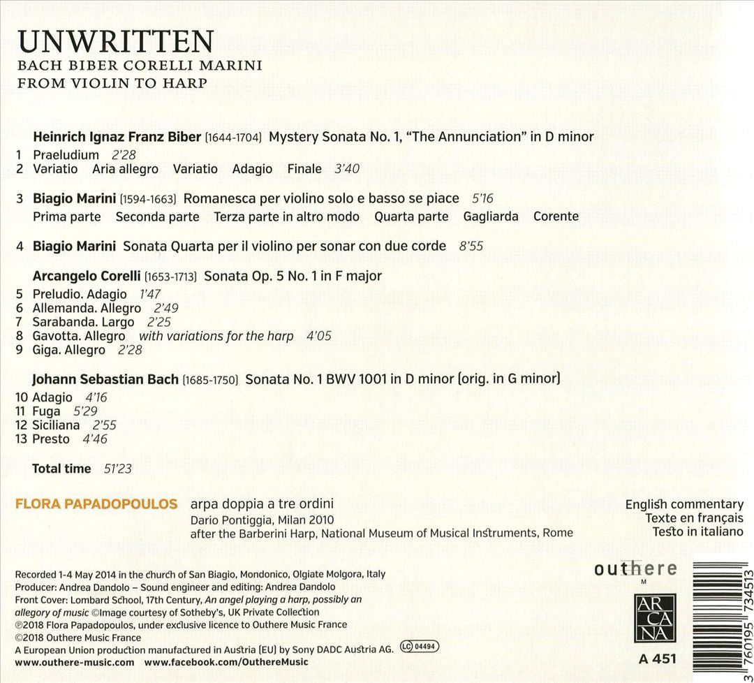 Unwritten: Bach, Biber, Corelli, Marini - From Violin to Harp cover art