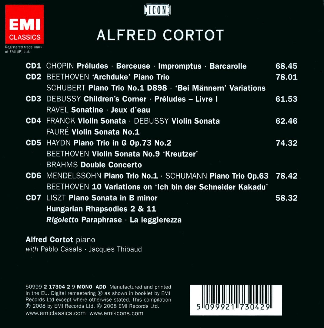 Alfred Cortot: The Master Pianist [Box Set] cover art