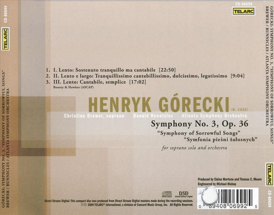 Henryk Górecki: Symphony No. 3 "Symphony of Sorrowful Songs" cover art