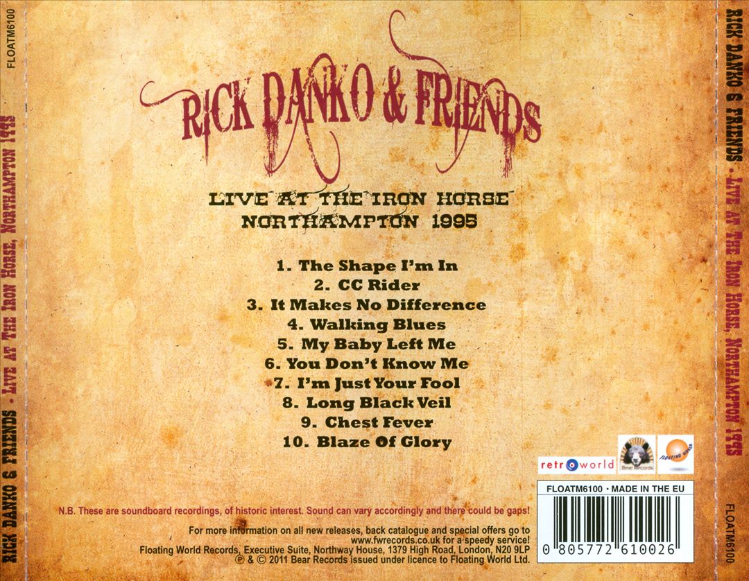 Live at the Iron Horse Northhampton 1995 cover art