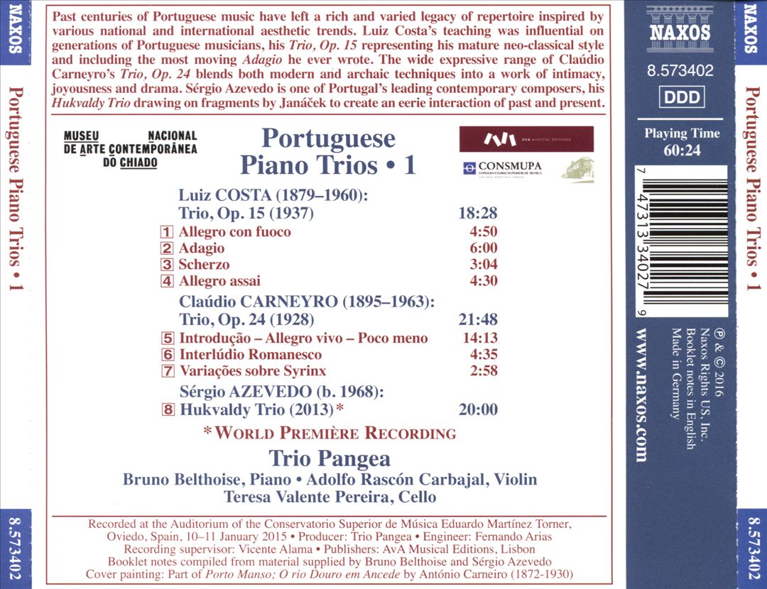 Portuguese Piano Trios, Vol. 1: Costa, Carneyro, Azevedo cover art