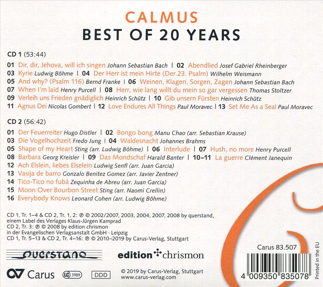 Calmus: Best of 20 Years cover art