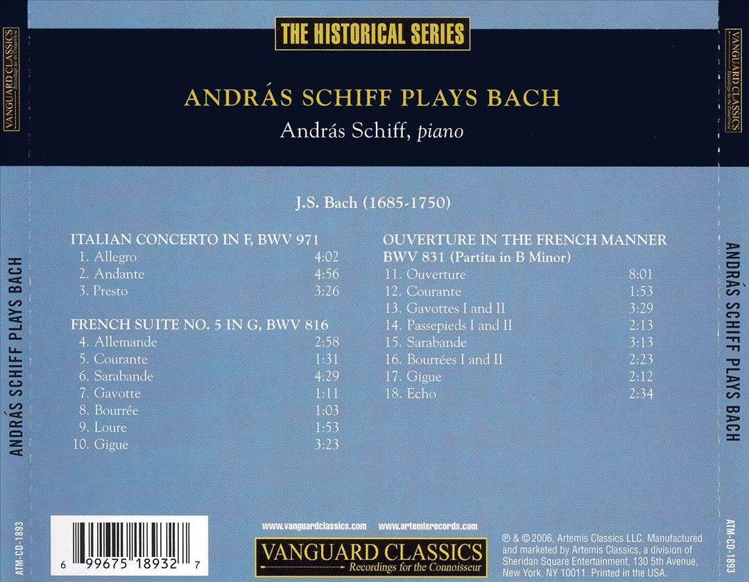 Andras Schiff Plays Bach cover art