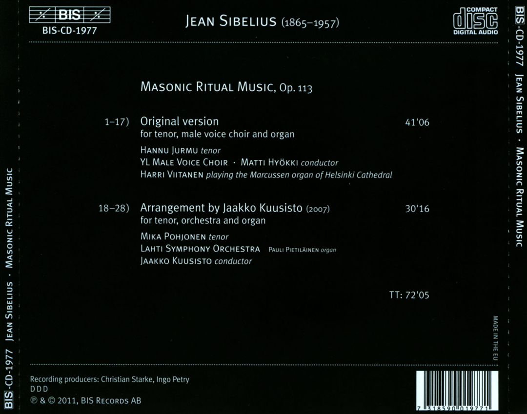 Sibelius: Masonic Ritual Music cover art