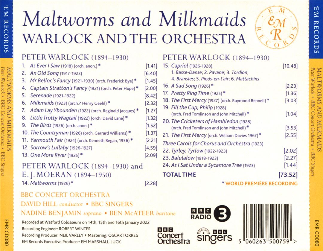 Peter Warlock: Maltworms & Milkmaids cover art