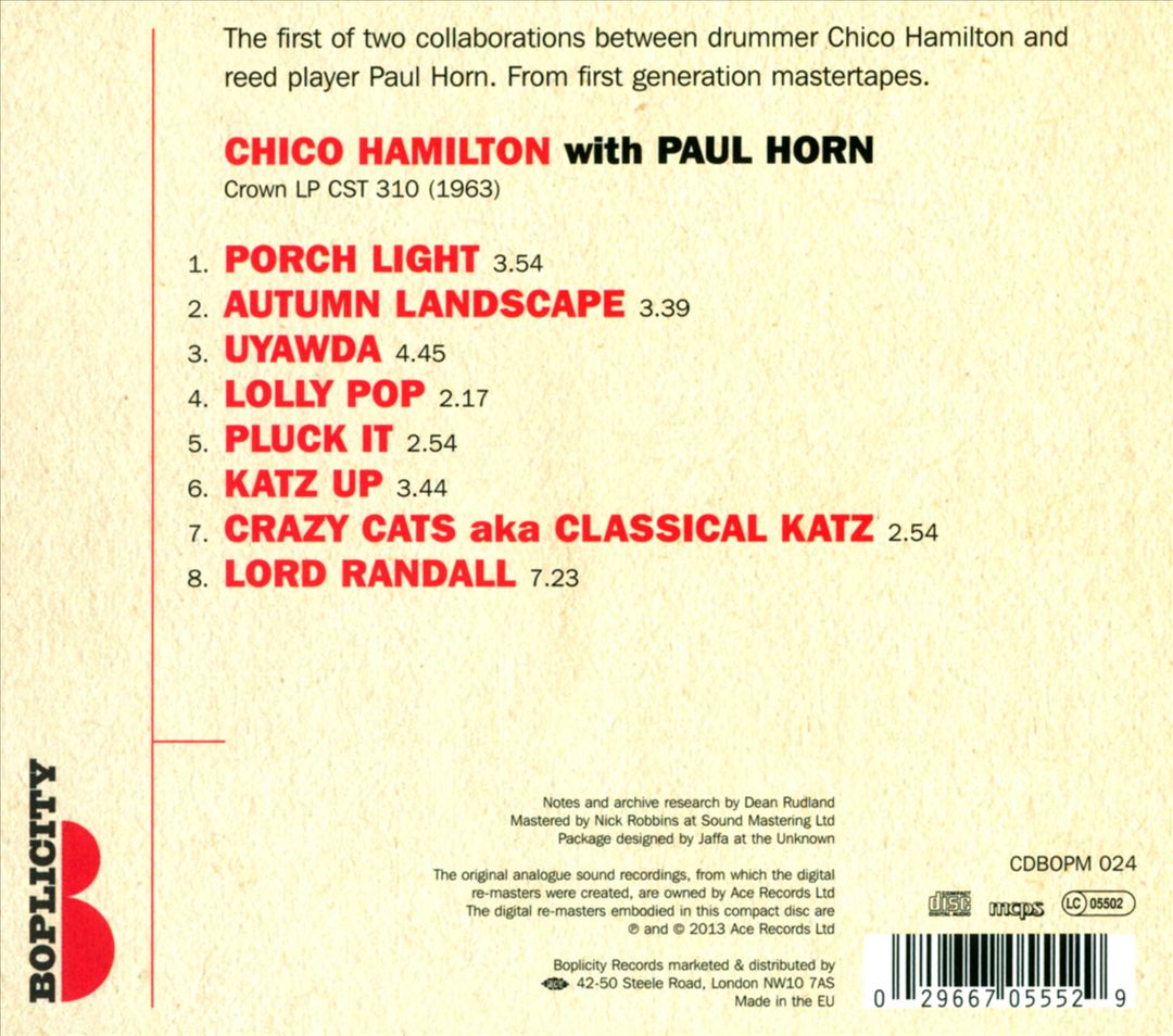 Chico Hamilton with Paul Horn cover art