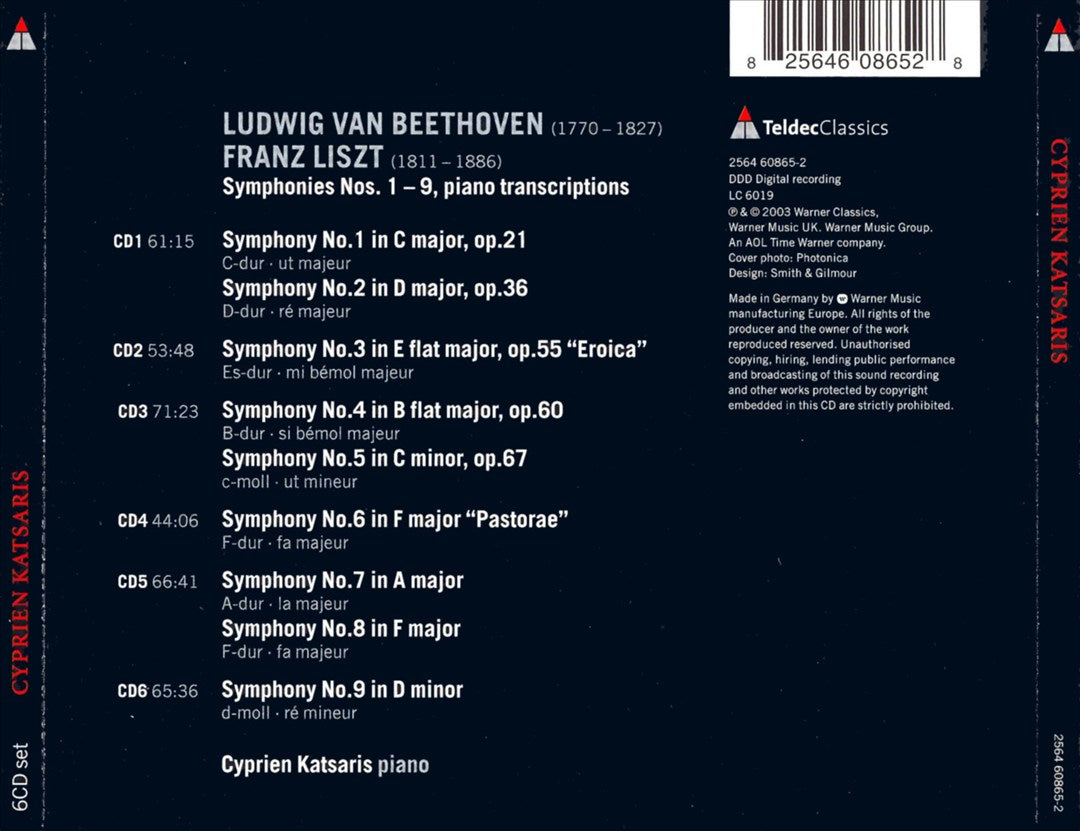 Beethoven/Liszt: Symphonies Nos. 1-9 cover art