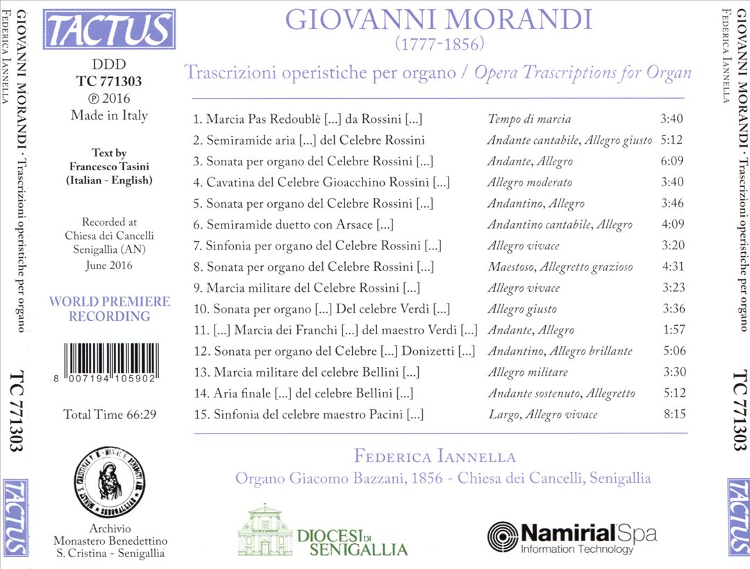 Giovanni Morandi: Trascrizioni operistiche per organo cover art