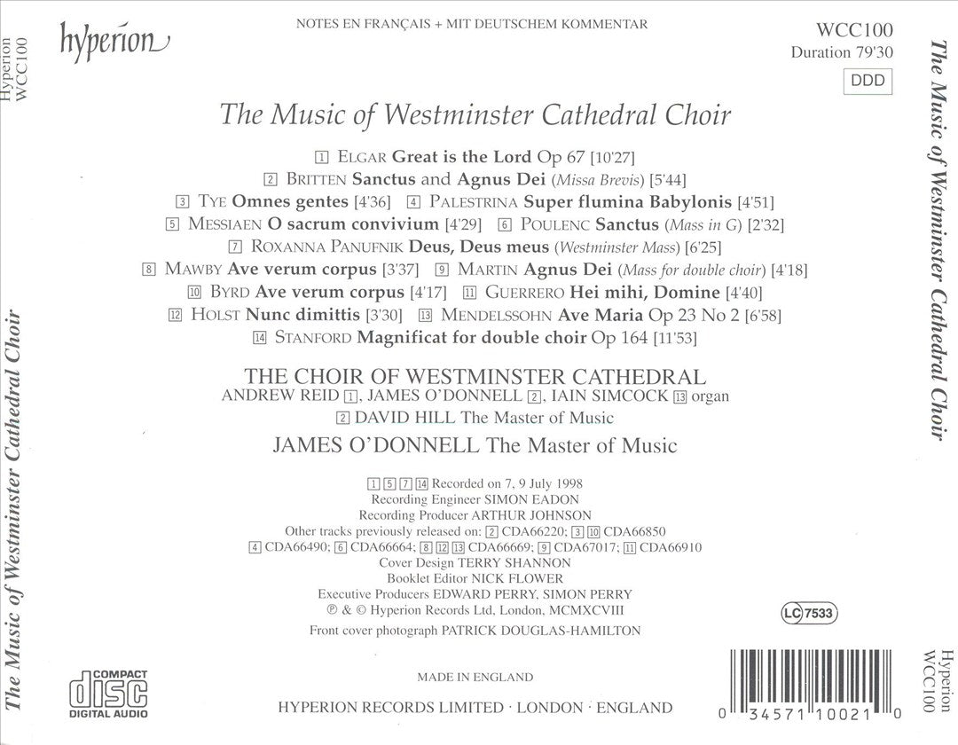 Music of the Westminster Cathedral Choir cover art