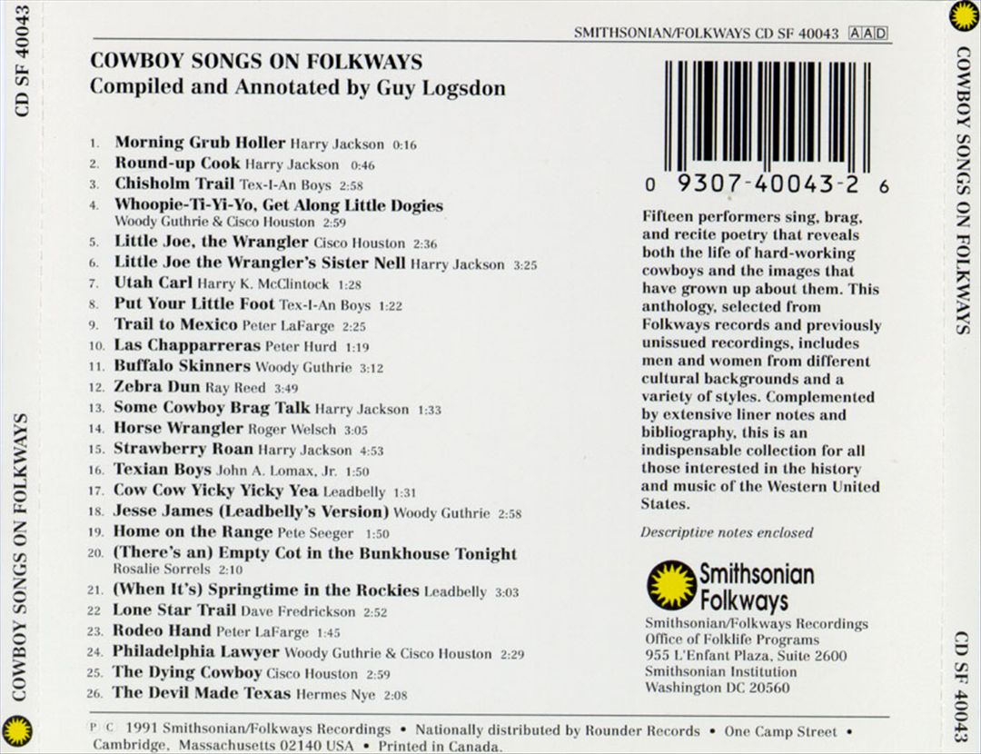 Cowboy Songs from Folkways cover art