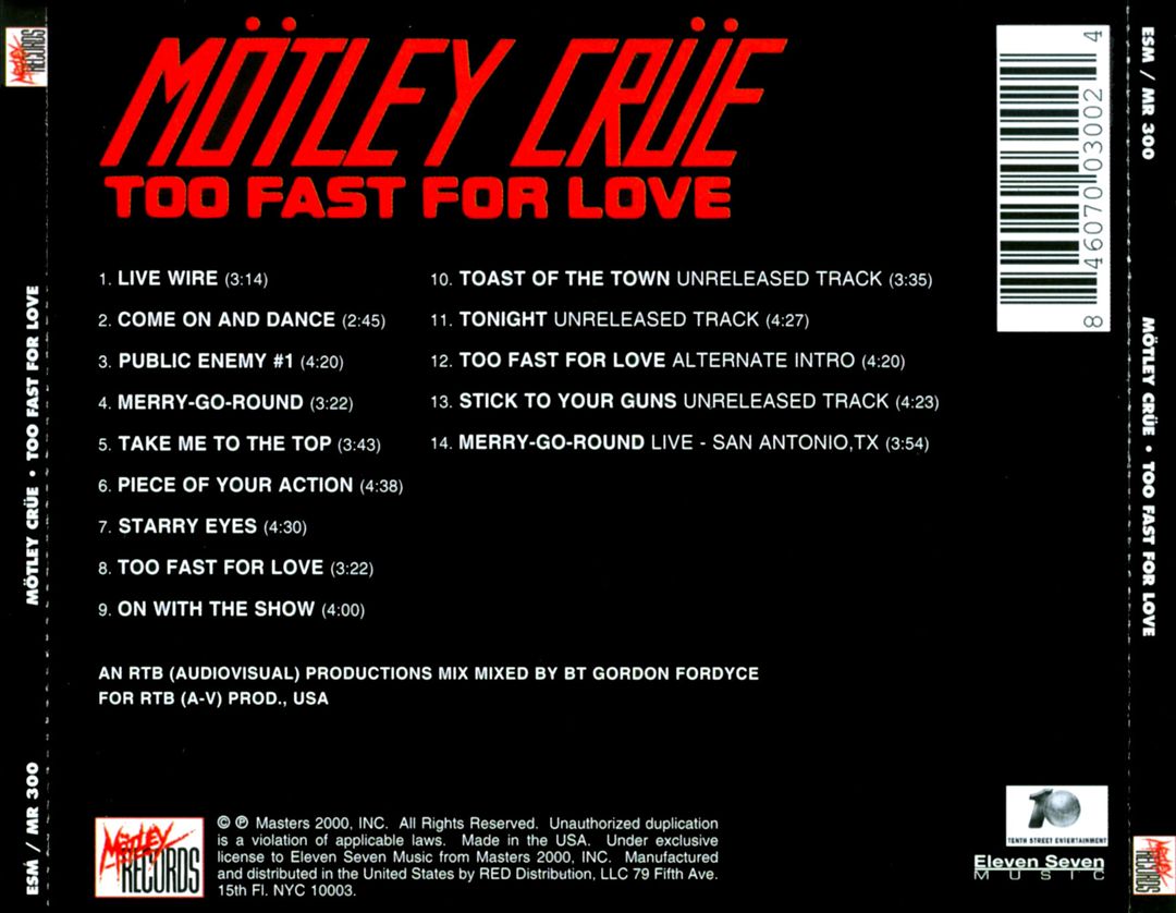 Too Fast for Love [Crücial Crüe Edition] cover art