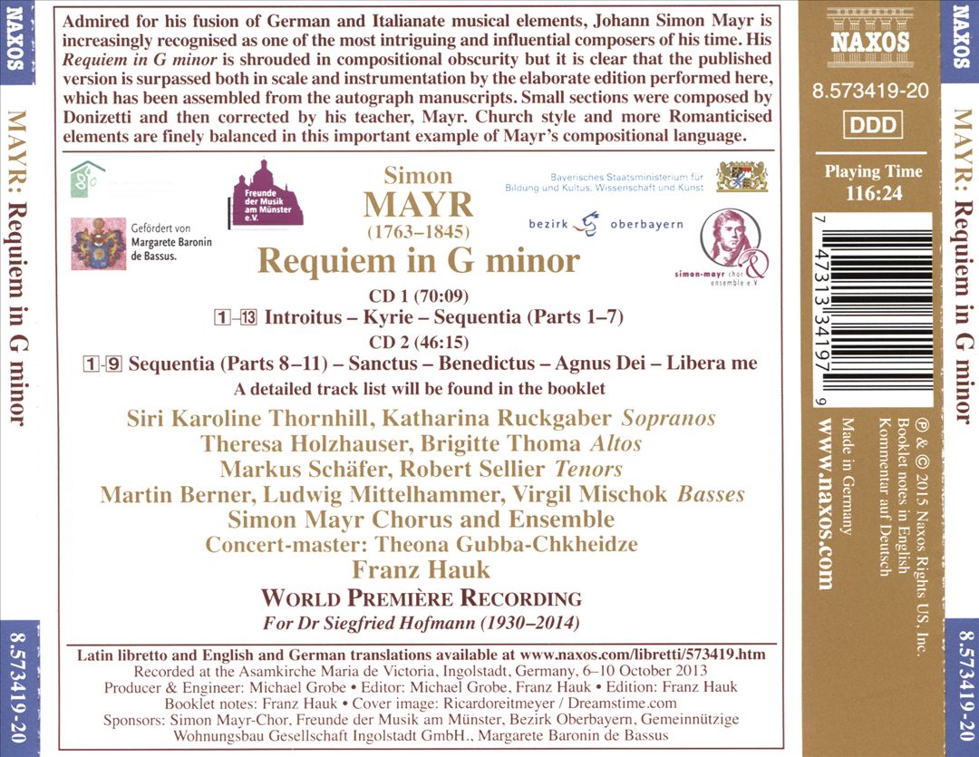Simon Mayr: Requiem cover art