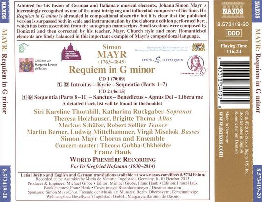 Simon Mayr: Requiem cover art