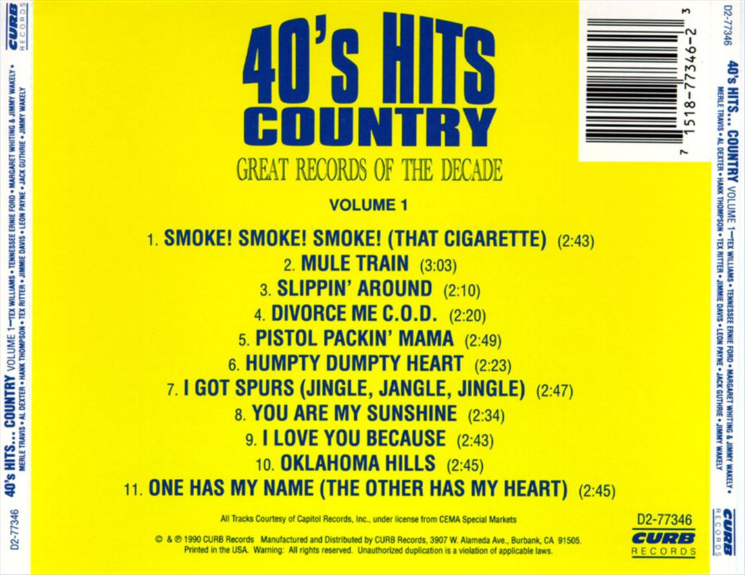 Great Records of the Decade: 40's Hits Country, Vol. 1 cover art