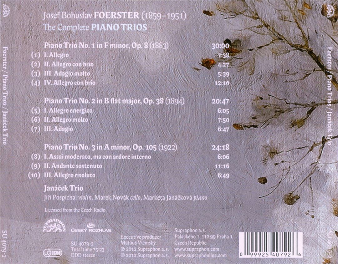 Josef Bohuslav Foerster: The Complete Piano Trios cover art